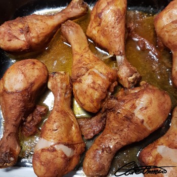 Image of Baked Or Fried Chicken Drumsticks (Coated, Prepared With Skin, Made With Fat, Unspecified If Skin/Coating Eaten)