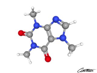 A three-dimensional representation of Caffeine A Psychoactive Drug