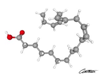 A three-dimensional representation of Eicosatrienoic Acid (20:3)