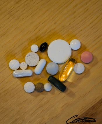 Several varieties of supplement tablets and capsules