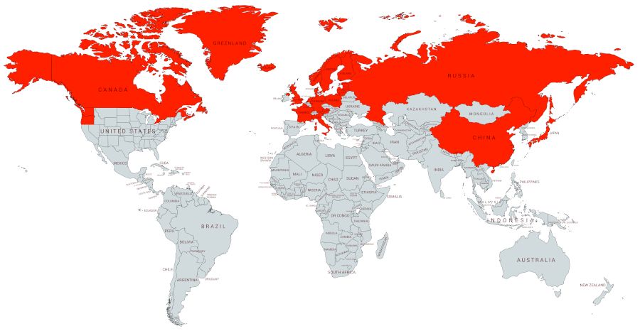 Care Omnia World map of where the Lingonberry grows