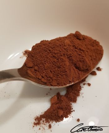 Cocoa powder on a spoon