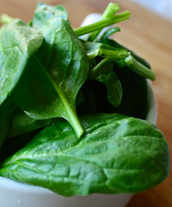 Care Omnia some spinach in a white bowl